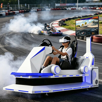 VR Karting Carro de corrida preto ou branco 9D Virtual Reality Kart Simulator Amusement Game Machine Racing Motion Simulator