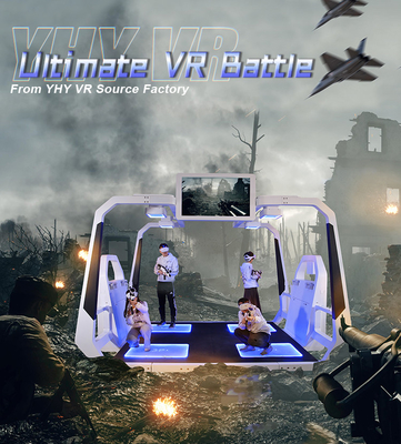 Estar dos jogadores do simulador 4 do jogo do tiro do CS da realidade virtual