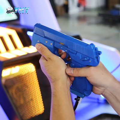 Simulador de tiro VR para crianças com armas e tela dupla de 65 polegadas para competição multijogador