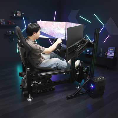 Simulador de corrida de quatro eixos, em grande escala, com sensor de movimento, console de jogos, assento dinâmico de carro g-force, conjunto completo de equipamentos