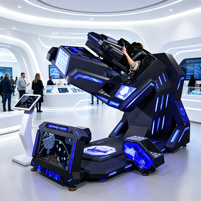 3-em-1 VR 360 Terminator Simulator combinando corrida de montanhas-russas e movimento de voo para shoppings